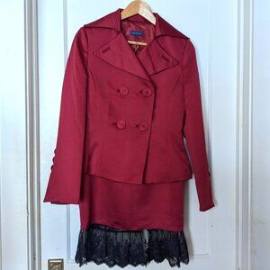 Adolfo Domínguez European Fashion Designer Burgundy Skirt Suit Size 40 US 8 M